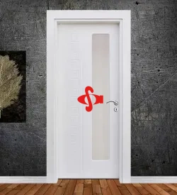 Versace Desenli Yarım Boy Camlı Membran Kapı